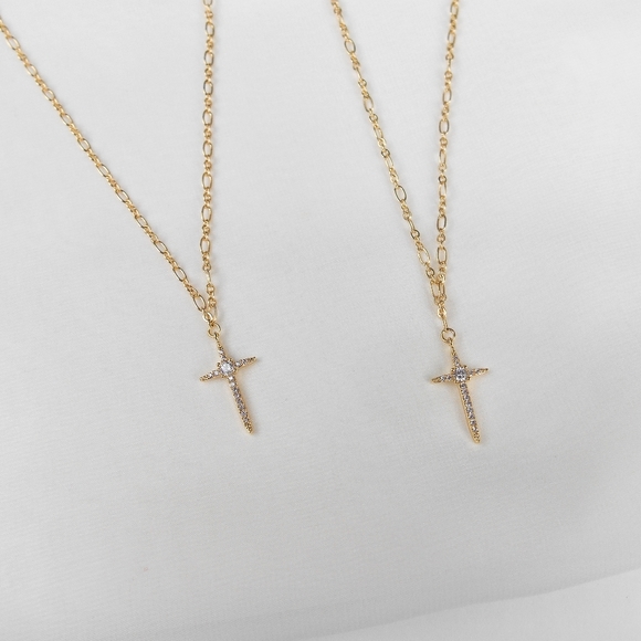Gold Cross Pendant Necklace - Picture 2 of 6